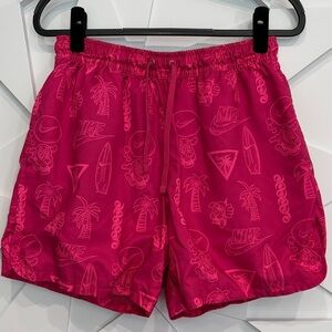Nike Men's Hot Pink Printed Swim Trunks